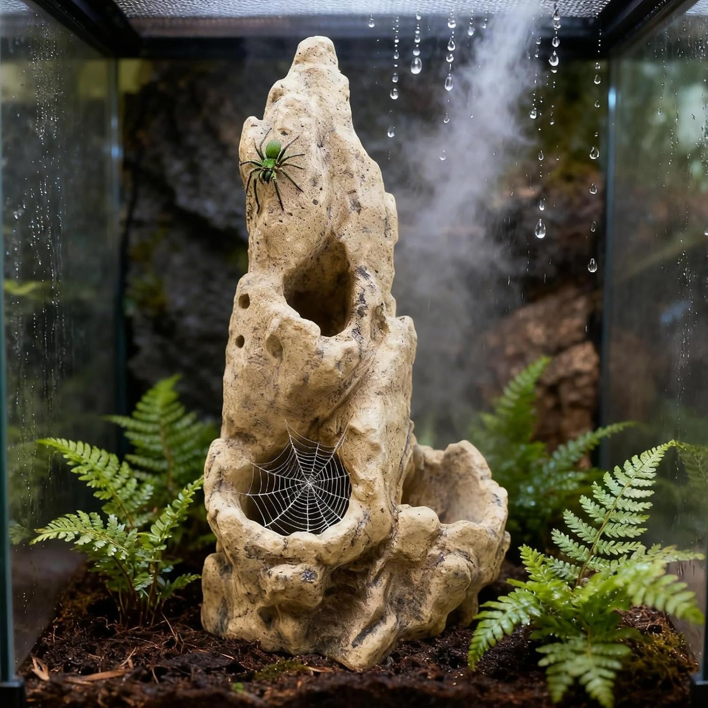 Fish Tank Decorations, Large Aquarium Decor Accessories with Heavy Concrete Rock Mountain, Bearded Dragon Hideout, Reptile & Amphibian Habitat Hideouts, Weighted Cave Stone (Brown Mountain)