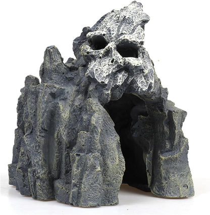 Fish Tank Decorations, Large Aquarium Decor Accessories with Heavy Concrete Rock Mountain, Bearded Dragon Hideout, Reptile & Amphibian Habitat Hideouts, Weighted Cave Stone (Brown Mountain)
