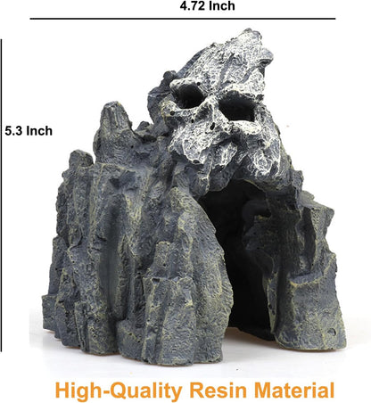 Fish Tank Decorations, Large Aquarium Decor Accessories with Heavy Concrete Rock Mountain, Bearded Dragon Hideout, Reptile & Amphibian Habitat Hideouts, Weighted Cave Stone (Brown Mountain)