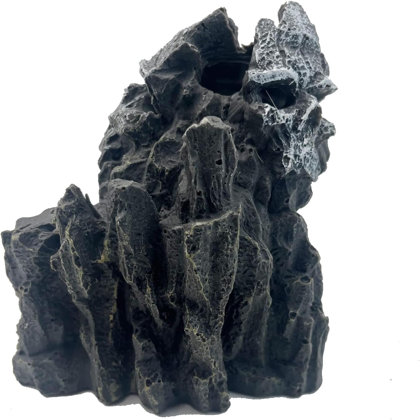 Fish Tank Decorations, Large Aquarium Decor Accessories with Heavy Concrete Rock Mountain, Bearded Dragon Hideout, Reptile & Amphibian Habitat Hideouts, Weighted Cave Stone (Brown Mountain)