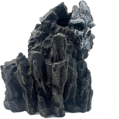 Fish Tank Decorations, Large Aquarium Decor Accessories with Heavy Concrete Rock Mountain, Bearded Dragon Hideout, Reptile & Amphibian Habitat Hideouts, Weighted Cave Stone (Brown Mountain)