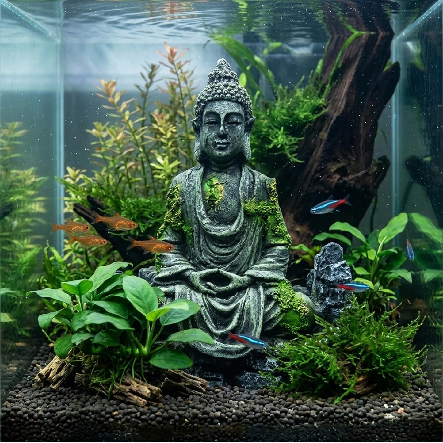 Fish Tank Decorations, Large Aquarium Decor Accessories with Heavy Concrete Rock Mountain, Bearded Dragon Hideout, Reptile & Amphibian Habitat Hideouts, Weighted Cave Stone (Brown Mountain)