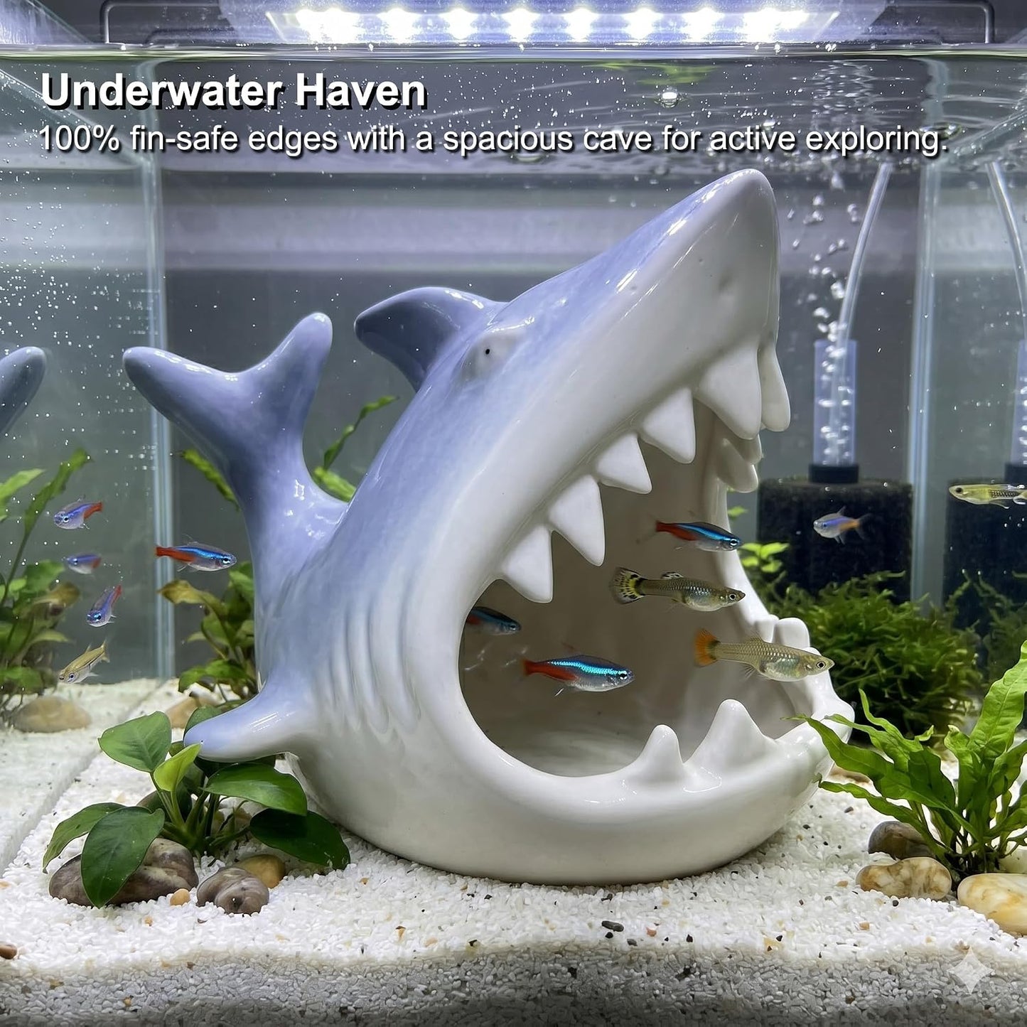 Fish Tank Decorations, Large Aquarium Decor Accessories with Heavy Concrete Rock Mountain, Bearded Dragon Hideout, Reptile & Amphibian Habitat Hideouts, Weighted Cave Stone (Brown Mountain)