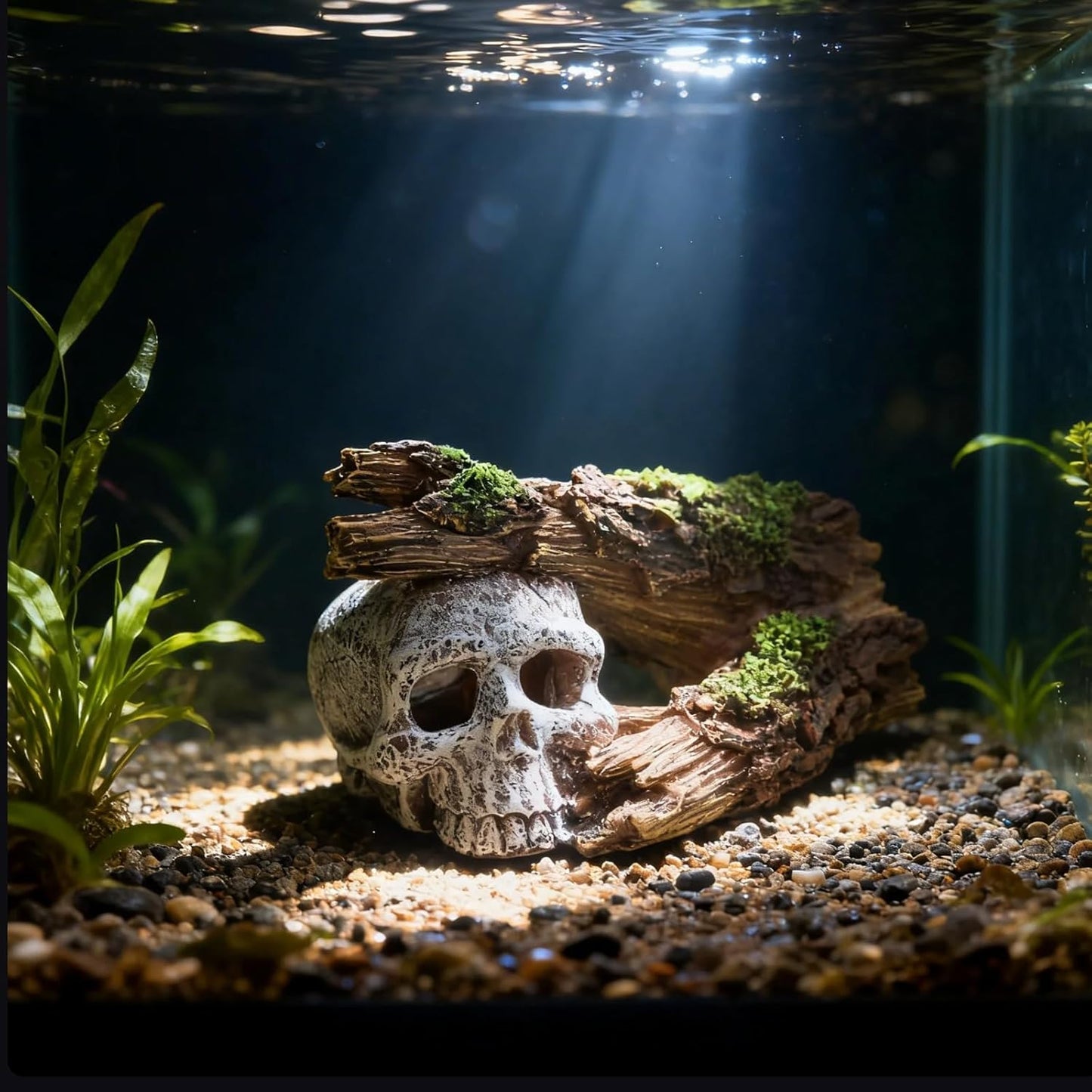 Fish Tank Decorations, Large Aquarium Decor Accessories with Heavy Concrete Rock Mountain, Bearded Dragon Hideout, Reptile & Amphibian Habitat Hideouts, Weighted Cave Stone (Brown Mountain)