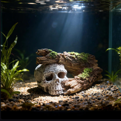 Fish Tank Decorations, Large Aquarium Decor Accessories with Heavy Concrete Rock Mountain, Bearded Dragon Hideout, Reptile & Amphibian Habitat Hideouts, Weighted Cave Stone (Brown Mountain)