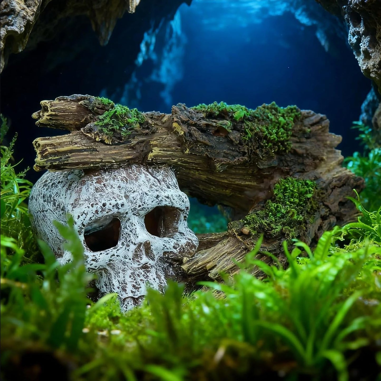 Fish Tank Decorations, Large Aquarium Decor Accessories with Heavy Concrete Rock Mountain, Bearded Dragon Hideout, Reptile & Amphibian Habitat Hideouts, Weighted Cave Stone (Brown Mountain)