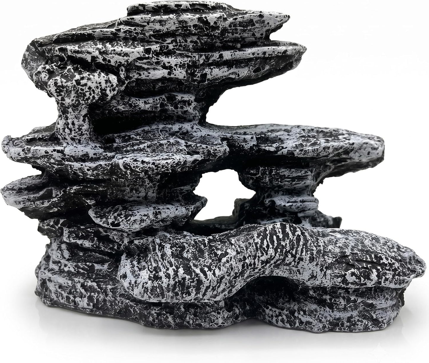 Fish Tank Decorations, Large Aquarium Decor Accessories with Heavy Concrete Rock Mountain, Bearded Dragon Hideout, Reptile & Amphibian Habitat Hideouts, Weighted Cave Stone (Brown Mountain)