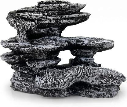 Fish Tank Decorations, Large Aquarium Decor Accessories with Heavy Concrete Rock Mountain, Bearded Dragon Hideout, Reptile & Amphibian Habitat Hideouts, Weighted Cave Stone (Brown Mountain)