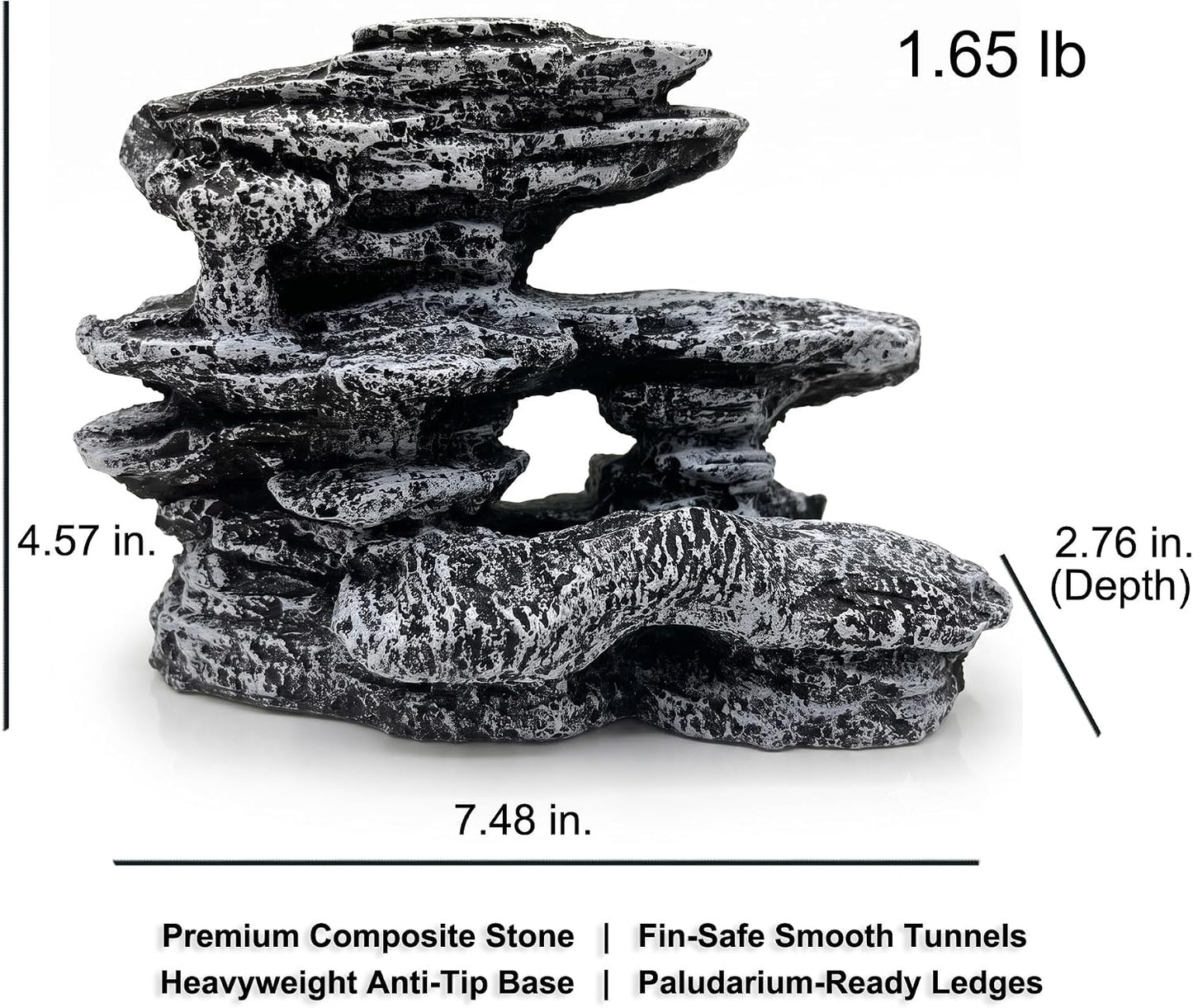 Fish Tank Decorations, Large Aquarium Decor Accessories with Heavy Concrete Rock Mountain, Bearded Dragon Hideout, Reptile & Amphibian Habitat Hideouts, Weighted Cave Stone (Brown Mountain)