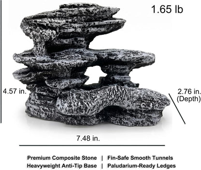 Fish Tank Decorations, Large Aquarium Decor Accessories with Heavy Concrete Rock Mountain, Bearded Dragon Hideout, Reptile & Amphibian Habitat Hideouts, Weighted Cave Stone (Brown Mountain)