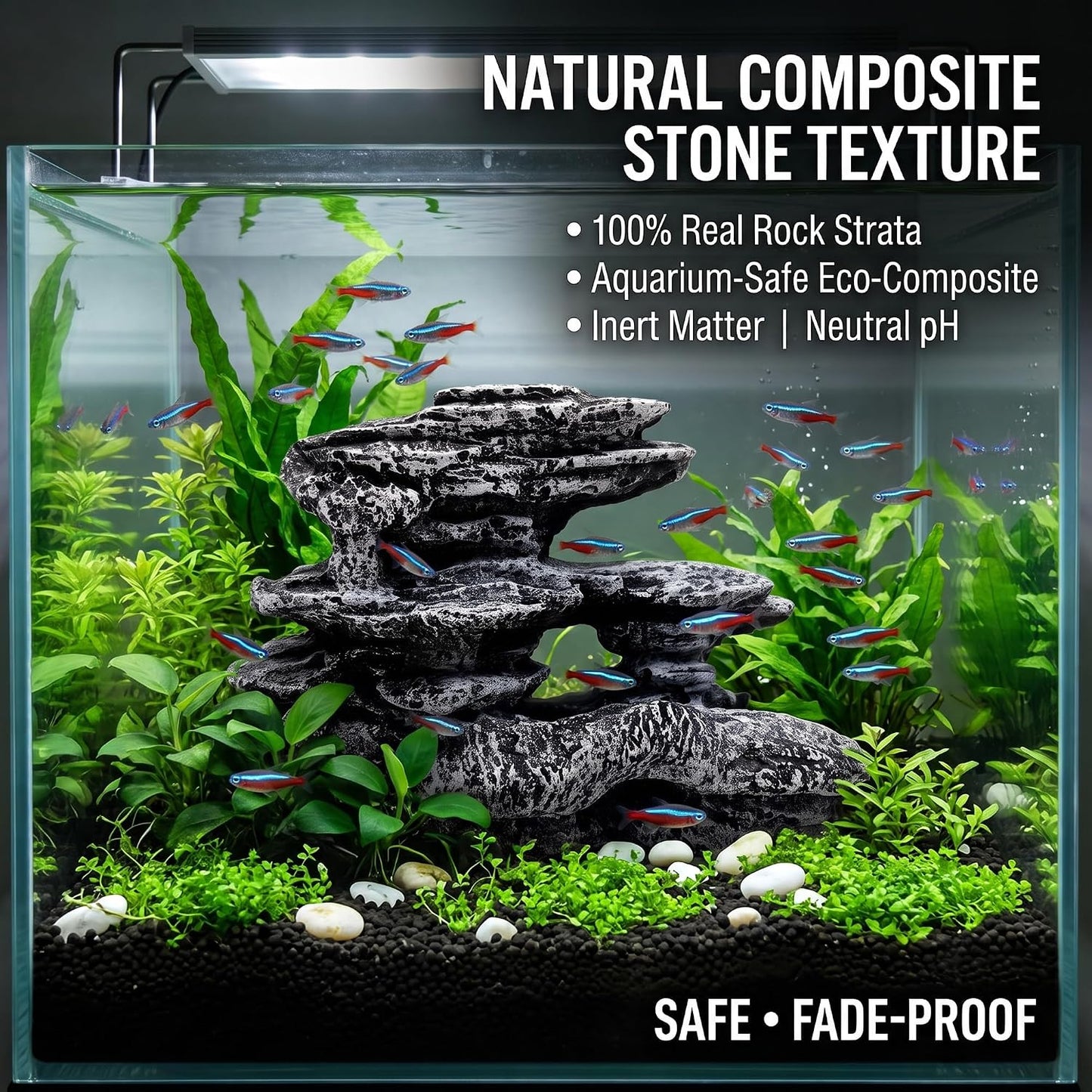 Fish Tank Decorations, Large Aquarium Decor Accessories with Heavy Concrete Rock Mountain, Bearded Dragon Hideout, Reptile & Amphibian Habitat Hideouts, Weighted Cave Stone (Brown Mountain)