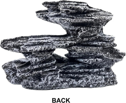 Fish Tank Decorations, Large Aquarium Decor Accessories with Heavy Concrete Rock Mountain, Bearded Dragon Hideout, Reptile & Amphibian Habitat Hideouts, Weighted Cave Stone (Brown Mountain)