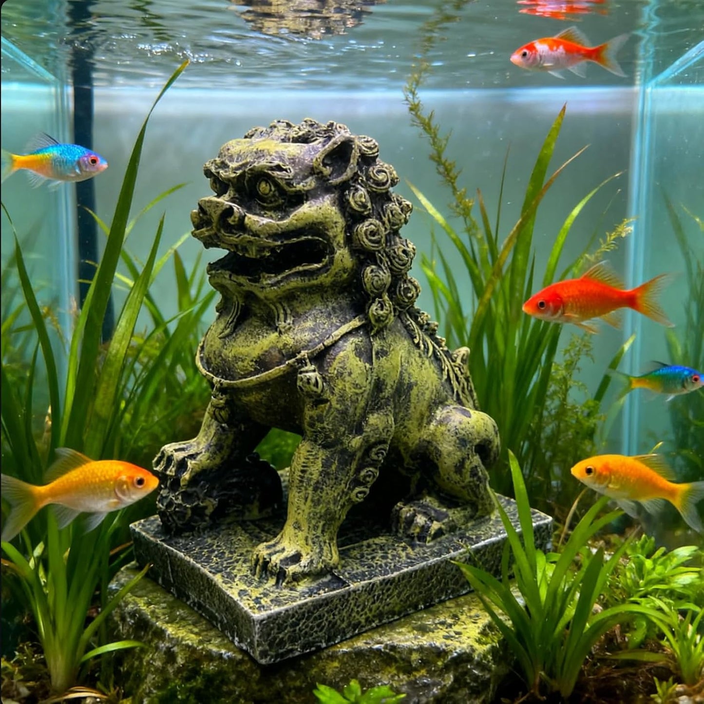 Fish Tank Decorations, Large Aquarium Decor Accessories with Heavy Concrete Rock Mountain, Bearded Dragon Hideout, Reptile & Amphibian Habitat Hideouts, Weighted Cave Stone (Brown Mountain)