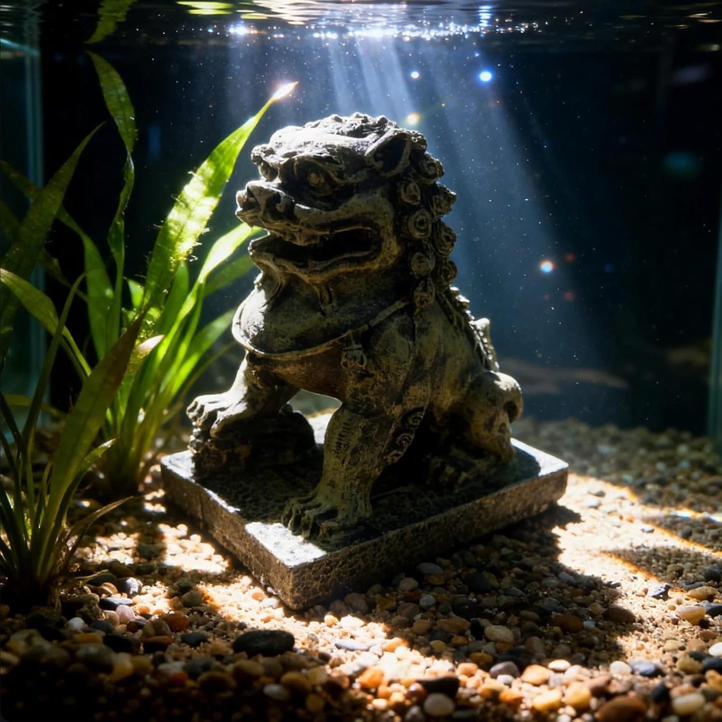 Fish Tank Decorations, Large Aquarium Decor Accessories with Heavy Concrete Rock Mountain, Bearded Dragon Hideout, Reptile & Amphibian Habitat Hideouts, Weighted Cave Stone (Brown Mountain)