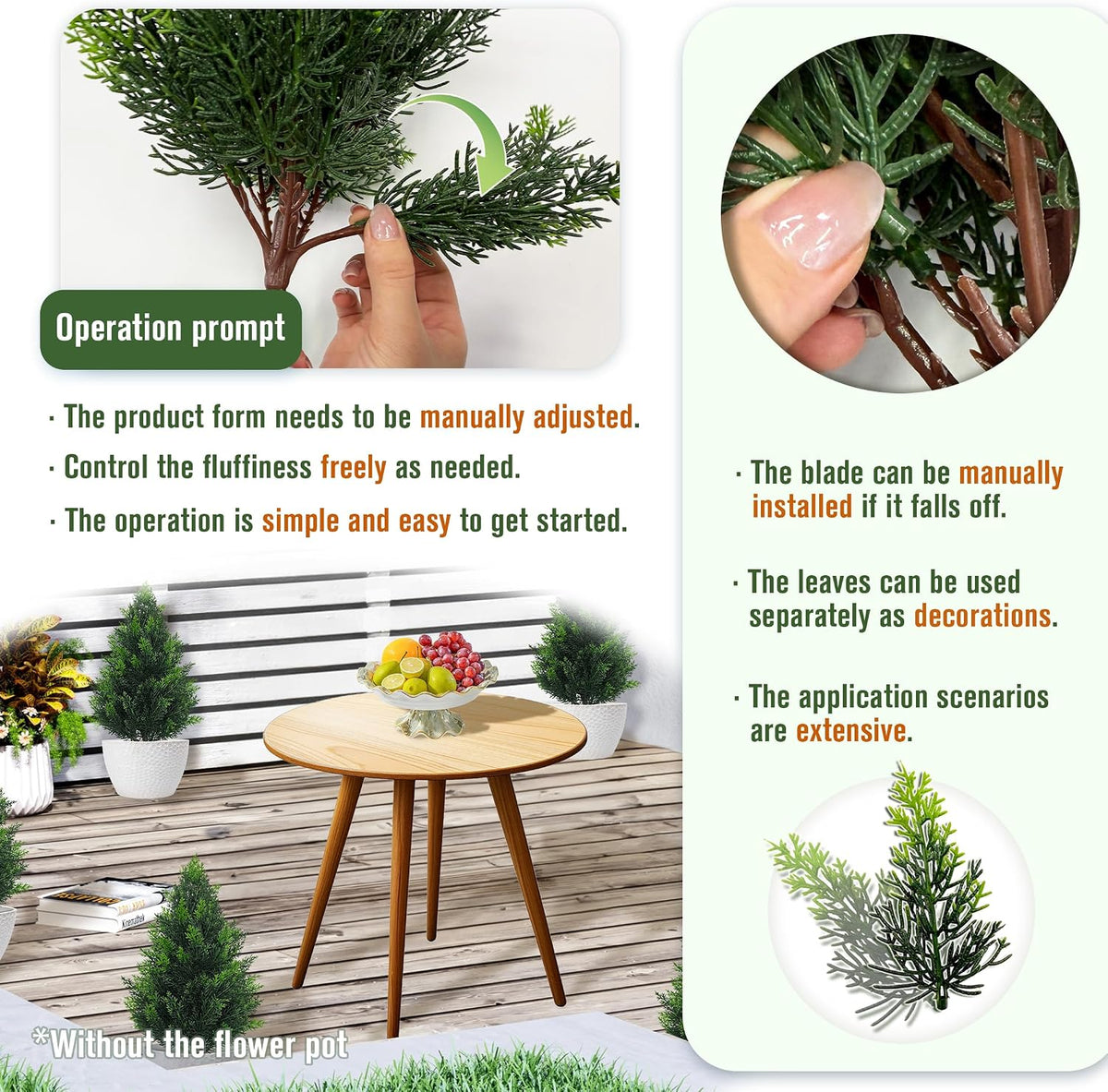20 Inch (2 Pack), Artificial Cedar Topiary Plants, UV Resistant