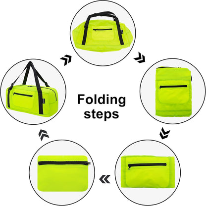 Foldable Travel Duffel Bag For Women & Men Luggage Great for Gym - Fluorescent yellow