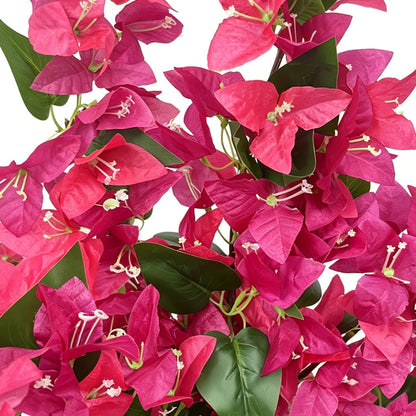 3.5FT Artificial Bougainvillea Topiary Tree with Planter, Potted Fake Silk Floral Flowers, Lifelike Faux Fuchsia Plants Bushes with Natural Wood Trunk for Home Garden Patio Indoor Outdoor Decor