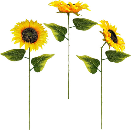 9-Pack Artificial Sunflower Stems, 19.7" Tall Full & Lifelike Yellow Silk Flowers with Long Stems for Vase Bouquet Centerpiece Wreath Floral Arrangement Wedding Birthday Party Fall Décor