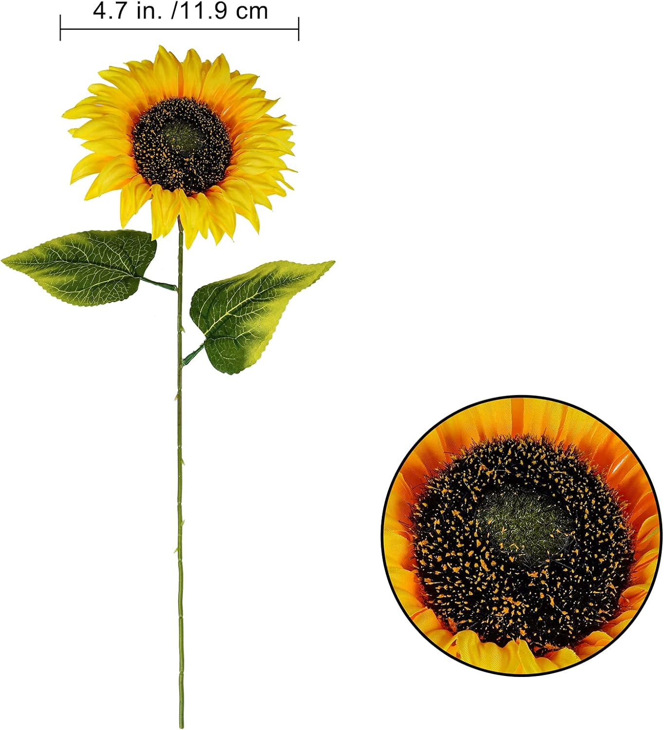 9-Pack Artificial Sunflower Stems, 19.7" Tall Full & Lifelike Yellow Silk Flowers with Long Stems for Vase Bouquet Centerpiece Wreath Floral Arrangement Wedding Birthday Party Fall Décor