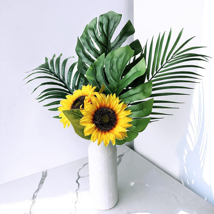 9-Pack Artificial Sunflower Stems, 19.7" Tall Full & Lifelike Yellow Silk Flowers with Long Stems for Vase Bouquet Centerpiece Wreath Floral Arrangement Wedding Birthday Party Fall Décor