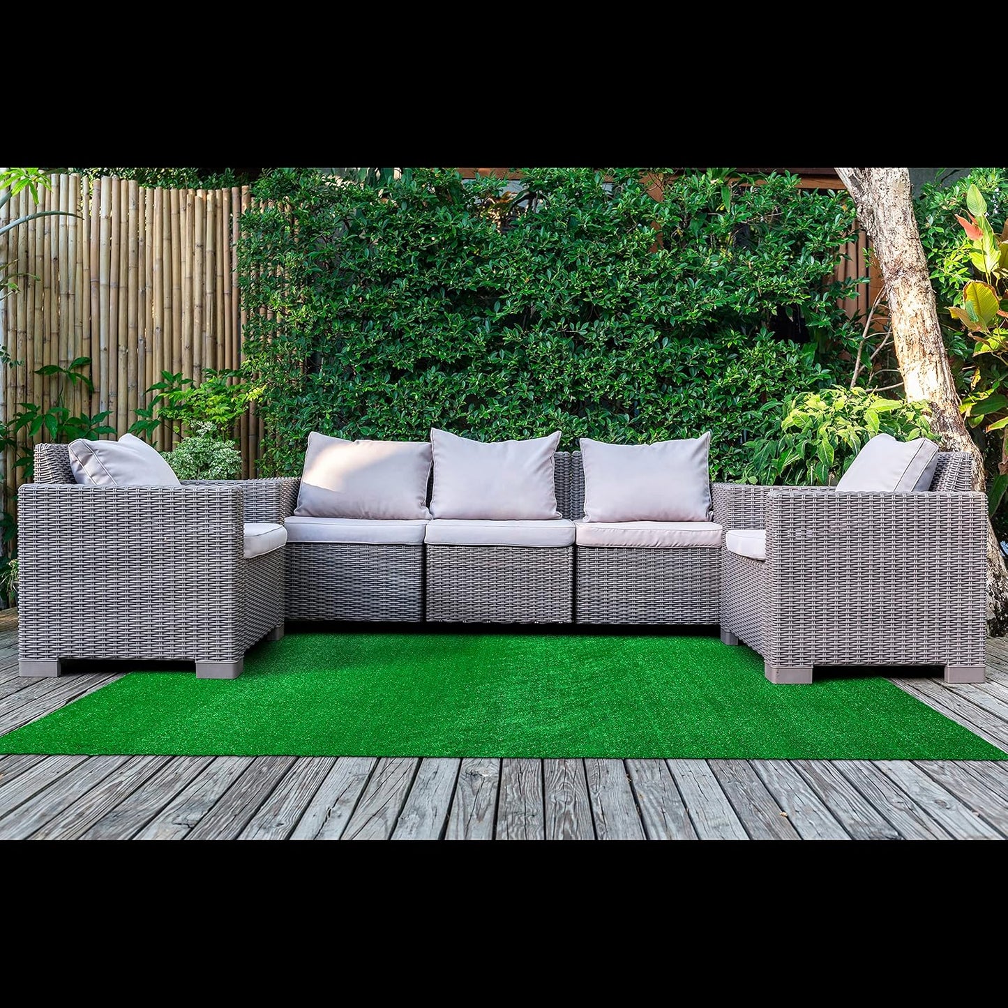 Artificial Grass 7 Ft. X 10 Ft. Large Indoor/Outdoor Area Rug Green -Lush Green, Durable, and Low-Maintenance for Patios, Lawns, and More