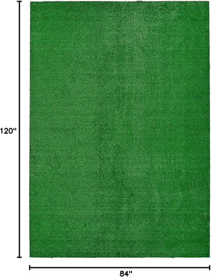 Artificial Grass 7 Ft. X 10 Ft. Large Indoor/Outdoor Area Rug Green -Lush Green, Durable, and Low-Maintenance for Patios, Lawns, and More