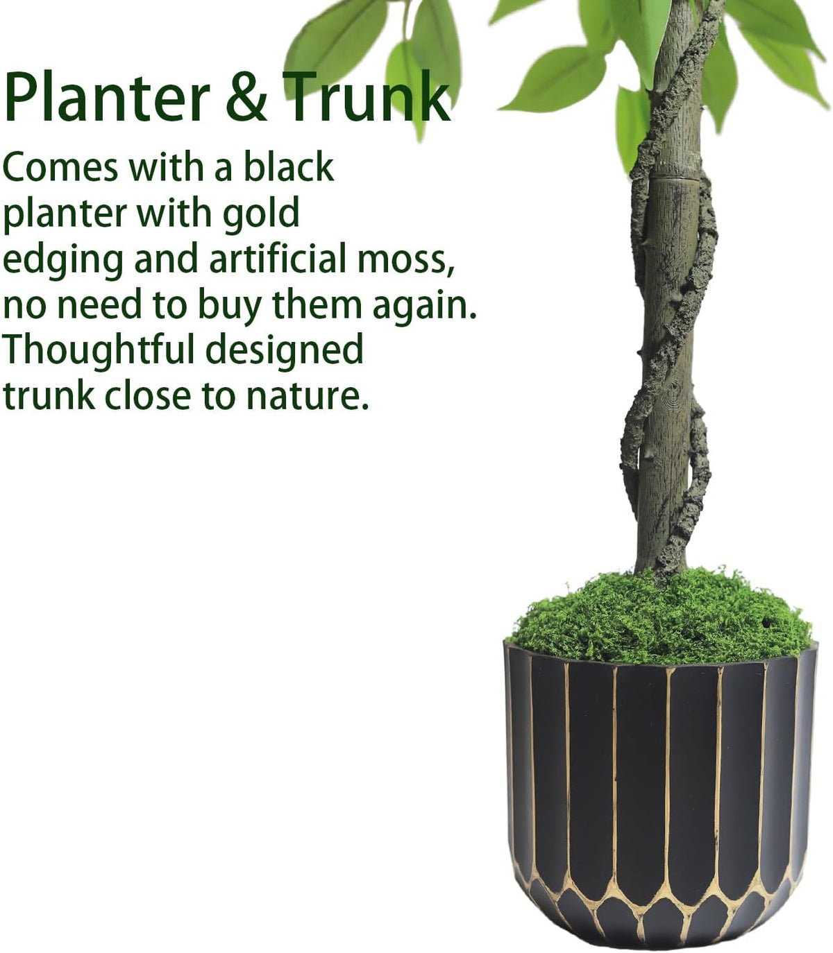 Artificial Ficus Tree 4FT Tall, Artificial Plants Indoor with Black Planter Faux Ficus Tree Realistic Faux Silk Plant for Home Office Living Room, Porch, Garden Decor