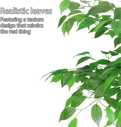 Artificial Ficus Tree 4FT Tall, Artificial Plants Indoor with Black Planter Faux Ficus Tree Realistic Faux Silk Plant for Home Office Living Room, Porch, Garden Decor