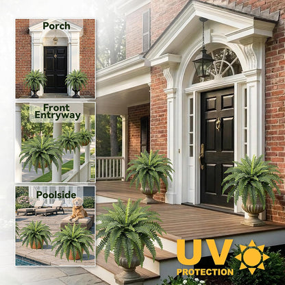 35" Fake Ferns UV-Resistant Large Bush Plants for Outdoors