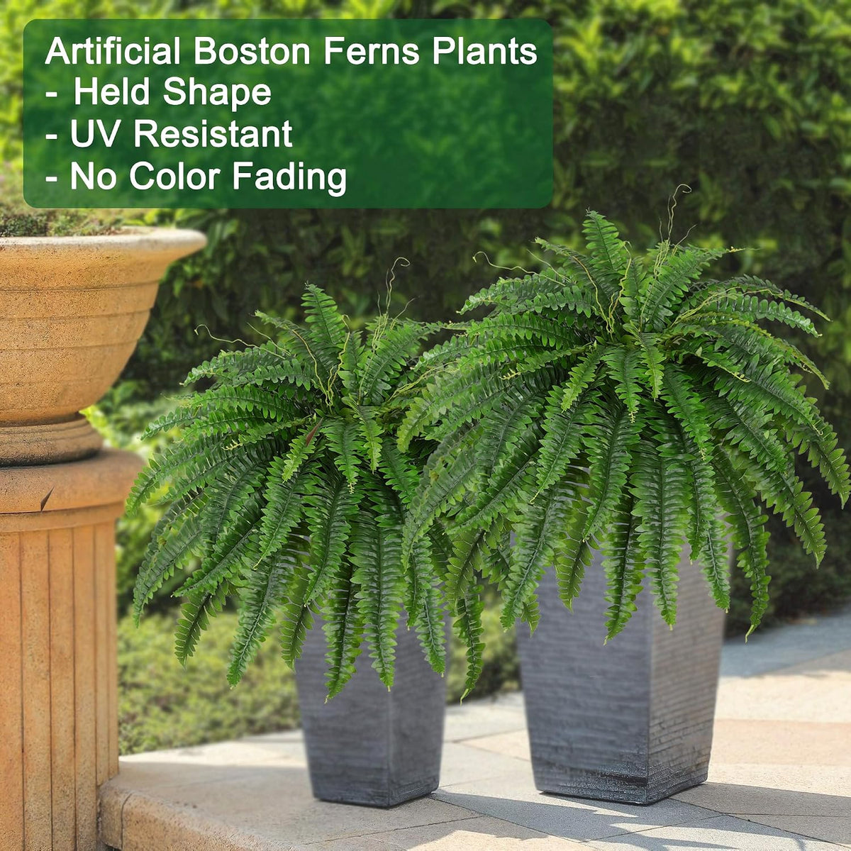 45" Artificial Boston Fern (Set of 2), Outdoor Plants