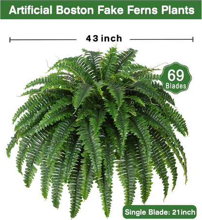 45" Artificial Boston Fern (Set of 2), Outdoor Plants