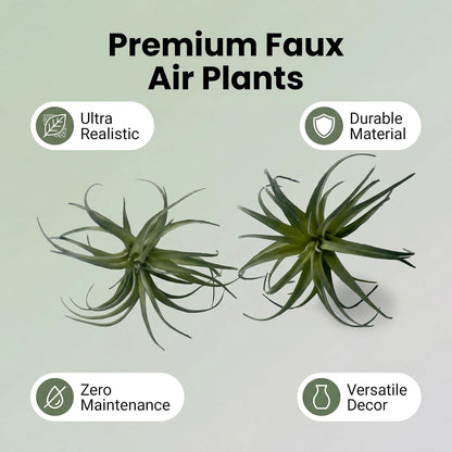 Artificial Plants & Greenery 2Pcs Faux Decor Set Ultra Realistic Artificial Air Plants, Artificial Bromeliad Plants, No Care Faux Succulents for Home Garden Office Terrarium DIY Decor