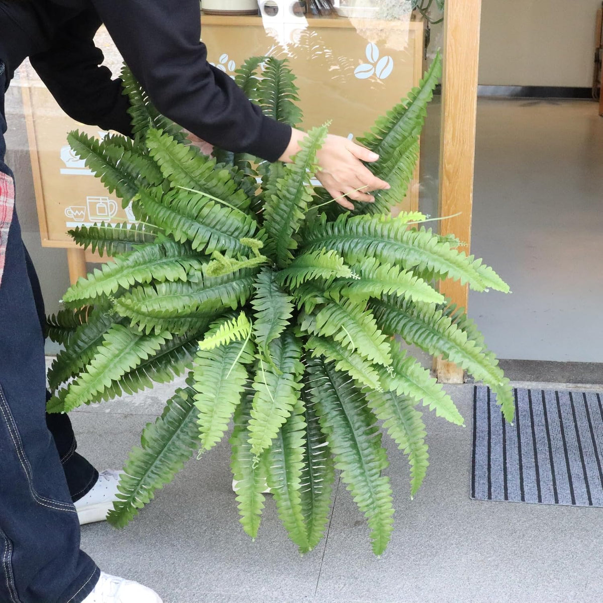 Artificial Ferns for Outdoors & Indoors, 45in Large Fake Ferns w/55 Fronds