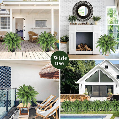 Artificial Ferns for Outdoors & Indoors, 45in Large Fake Ferns w/55 Fronds