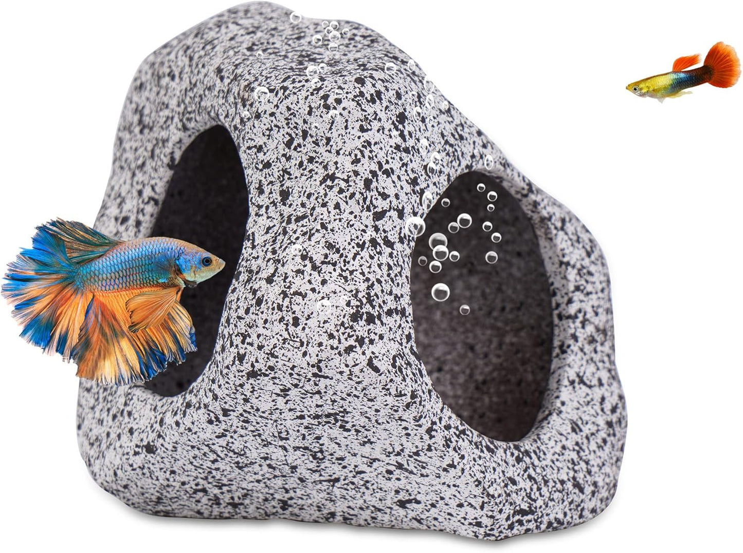 Aquarium Decorations Cave Fish Tank Accessories Rock Decor for Shrimp Cichlid Hiding Breeding Small Fish Bowl Hide Decoration Betta Hideout Stones House（Medium）