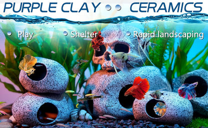 Aquarium Decorations Cave Fish Tank Accessories Rock Decor for Shrimp Cichlid Hiding Breeding Small Fish Bowl Hide Decoration Betta Hideout Stones House（Medium）