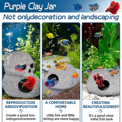 Aquarium Decorations Cave Fish Tank Accessories Rock Decor for Shrimp Cichlid Hiding Breeding Small Fish Bowl Hide Decoration Betta Hideout Stones House（Medium）
