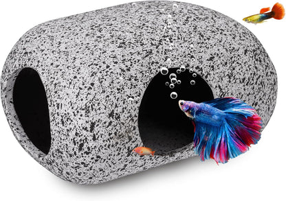 Aquarium Decorations Cave Fish Tank Accessories Rock Decor for Shrimp Cichlid Hiding Breeding Small Fish Bowl Hide Decoration Betta Hideout Stones House（Medium）