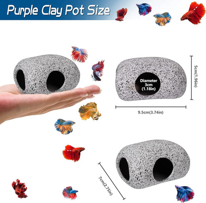 Aquarium Decorations Cave Fish Tank Accessories Rock Decor for Shrimp Cichlid Hiding Breeding Small Fish Bowl Hide Decoration Betta Hideout Stones House（Medium）