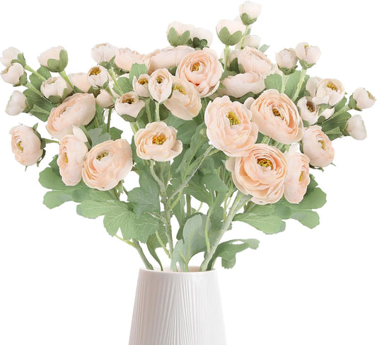 5PCS Ranunculus Artificial Flowers 60Heads Yellow Faux Peonies with Stem Real Touch 21.65" Silk Ranunculus Fake Flowers for DIY Craft Wedding Floral Arrangements Home Table Decor(Yellow)