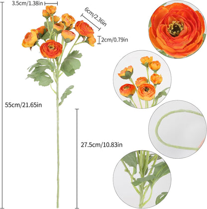 5PCS Ranunculus Artificial Flowers 60Heads Yellow Faux Peonies with Stem Real Touch 21.65" Silk Ranunculus Fake Flowers for DIY Craft Wedding Floral Arrangements Home Table Decor(Yellow)