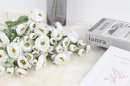 5PCS Ranunculus Artificial Flowers 60Heads Yellow Faux Peonies with Stem Real Touch 21.65" Silk Ranunculus Fake Flowers for DIY Craft Wedding Floral Arrangements Home Table Decor(Yellow)