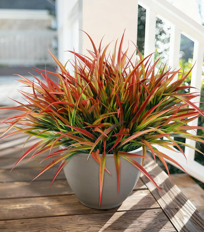 12Pcs Artificial Plants Outdoor Fake Plastic Grass Fall Decoration UV Resistant Faux Greenery Stems Bushes Outside Fake Plants for Planters Patio Porch Window Box Pathway Garden Home Decor, Green