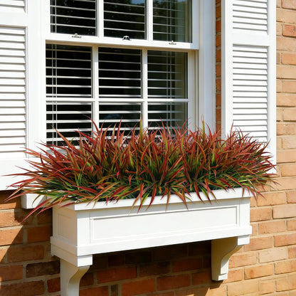 12Pcs Artificial Plants Outdoor Fake Plastic Grass Fall Decoration UV Resistant Faux Greenery Stems Bushes Outside Fake Plants for Planters Patio Porch Window Box Pathway Garden Home Decor, Green