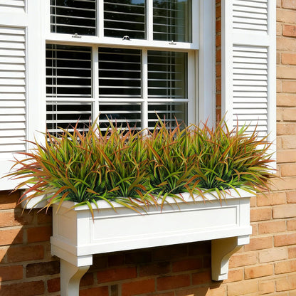12Pcs Artificial Plants Outdoor Fake Plastic Grass Fall Decoration UV Resistant Faux Greenery Stems Bushes Outside Fake Plants for Planters Patio Porch Window Box Pathway Garden Home Decor, Green