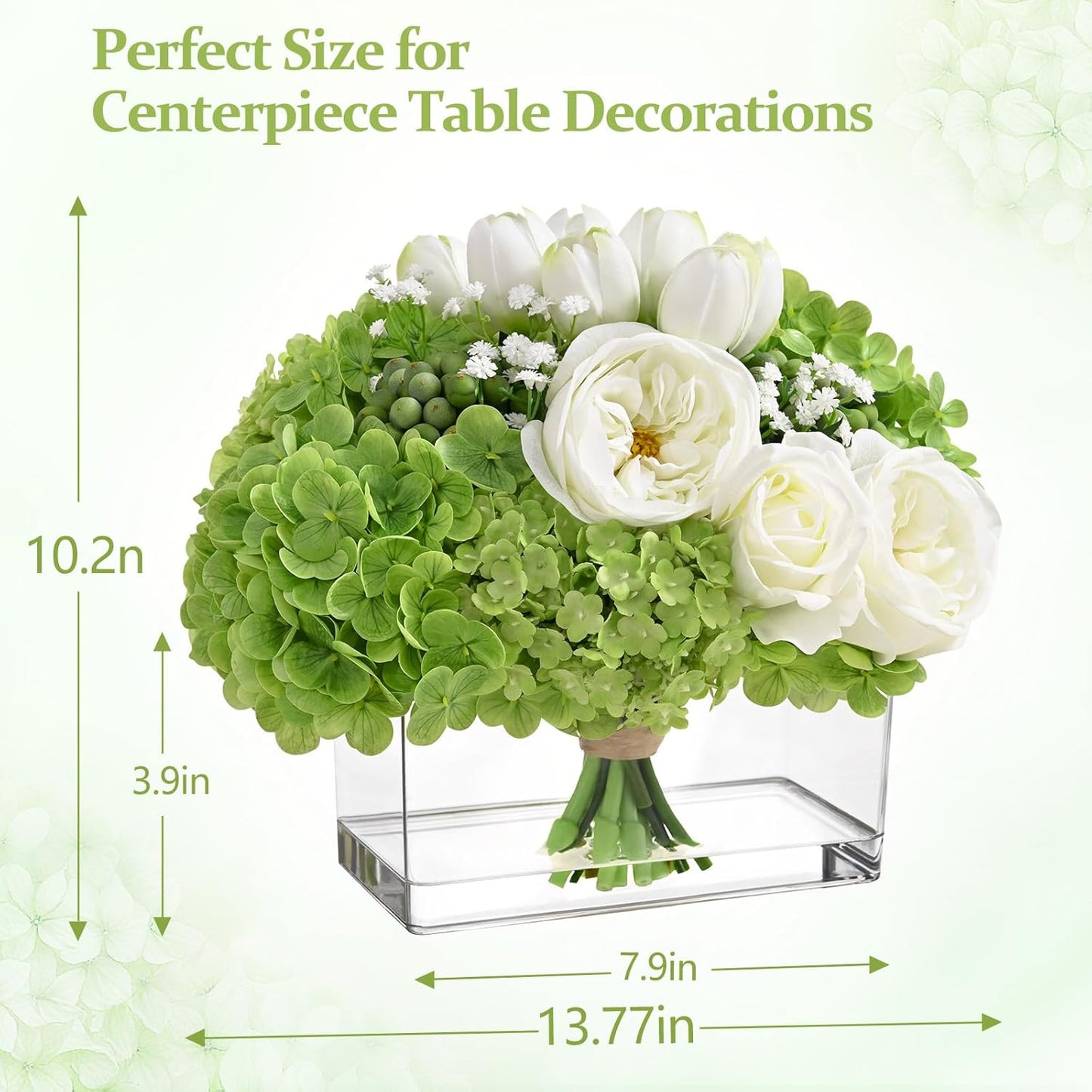 Fake Flowers in Vase - Real Touch Peonies Tulips Hydrangea Artificial Flowers with Vase, Large Faux Flowers with Lifelike Faux Water, Centerpiece Table Decorations for Coffee Table Decor