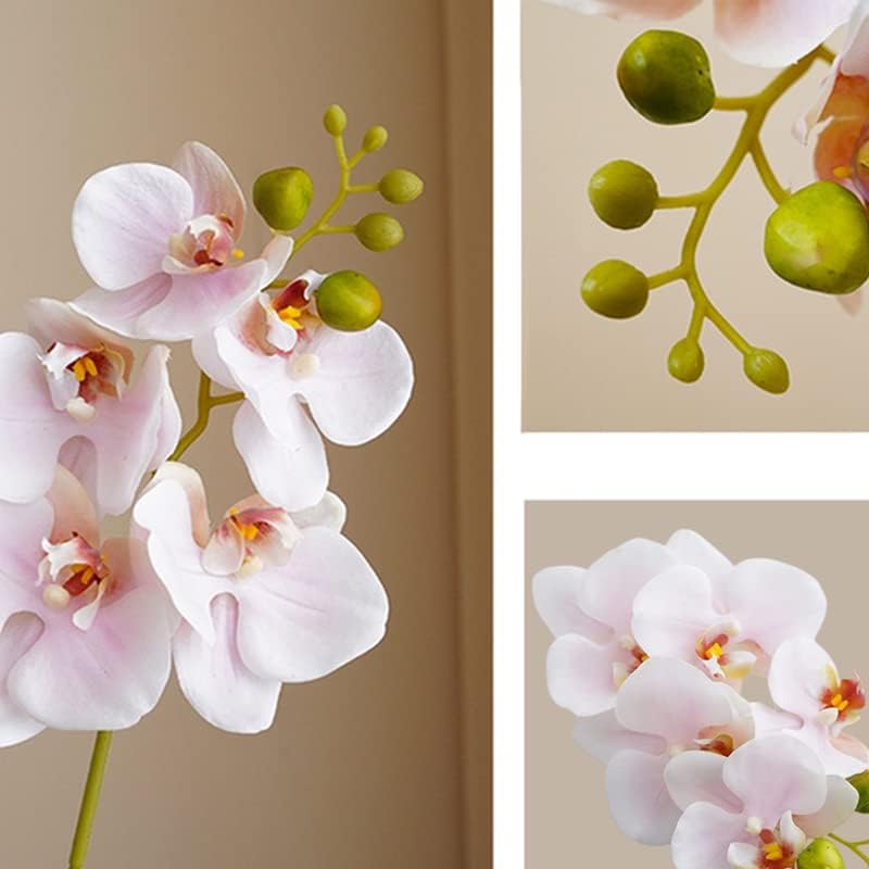 4-Pcs Artificial Flowers Real Touch Latex Phalaenopsis 17.7inch Artificial Orchid Stem Bouquets for Wedding Party Home Garden Decor,Light Pink