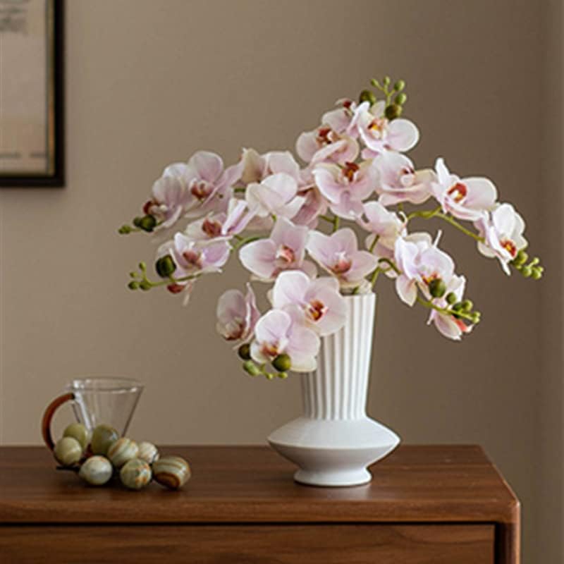 4-Pcs Artificial Flowers Real Touch Latex Phalaenopsis 17.7inch Artificial Orchid Stem Bouquets for Wedding Party Home Garden Decor,Light Pink