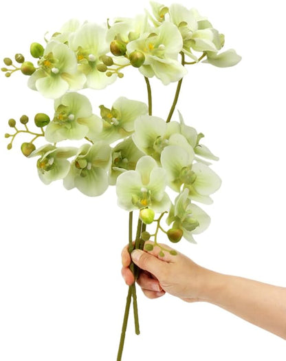 4-Pcs Artificial Flowers Real Touch Latex Phalaenopsis 17.7inch Artificial Orchid Stem Bouquets for Wedding Party Home Garden Decor,Light Pink