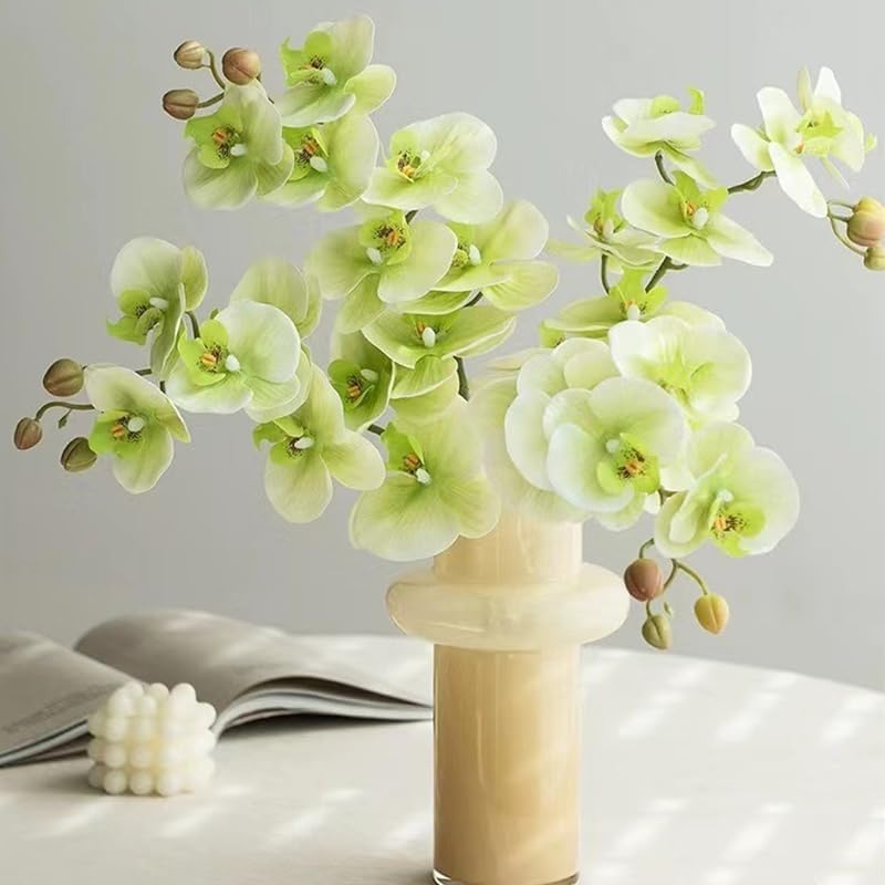 4-Pcs Artificial Flowers Real Touch Latex Phalaenopsis 17.7inch Artificial Orchid Stem Bouquets for Wedding Party Home Garden Decor,Light Pink